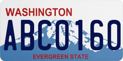 WA license plate ABC0160