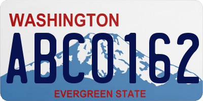 WA license plate ABC0162