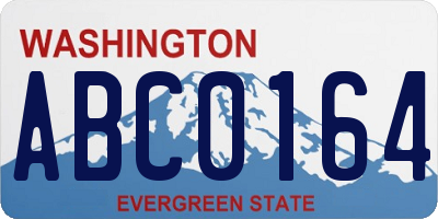 WA license plate ABC0164