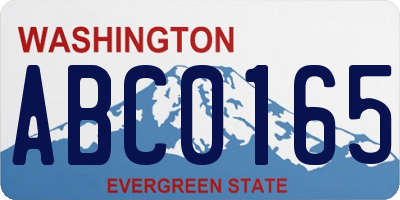 WA license plate ABC0165