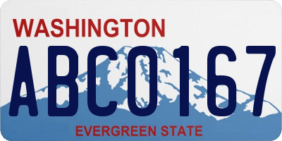 WA license plate ABC0167