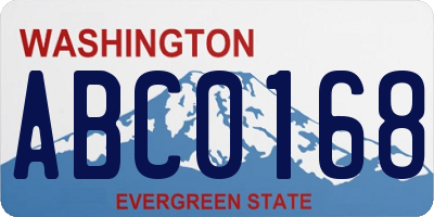 WA license plate ABC0168