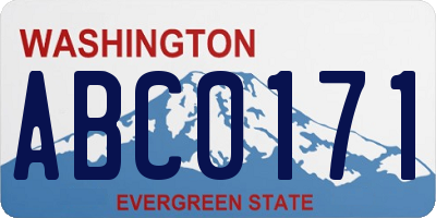 WA license plate ABC0171