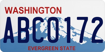 WA license plate ABC0172