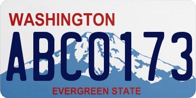 WA license plate ABC0173