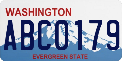 WA license plate ABC0179