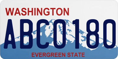 WA license plate ABC0180