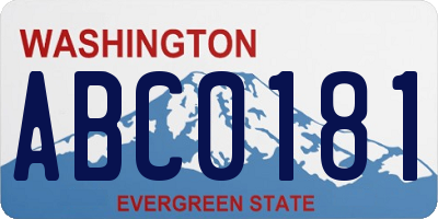 WA license plate ABC0181