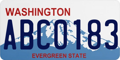 WA license plate ABC0183