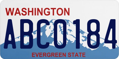 WA license plate ABC0184