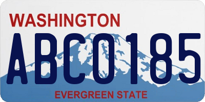 WA license plate ABC0185