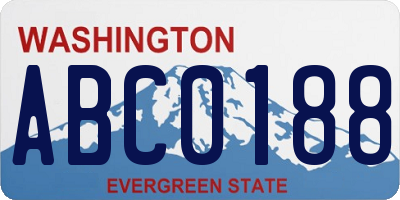 WA license plate ABC0188