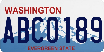 WA license plate ABC0189