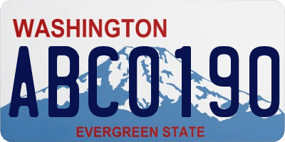 WA license plate ABC0190