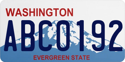 WA license plate ABC0192