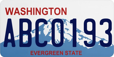 WA license plate ABC0193