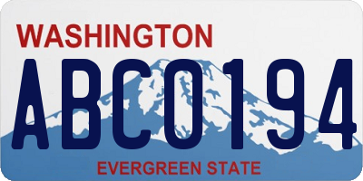 WA license plate ABC0194