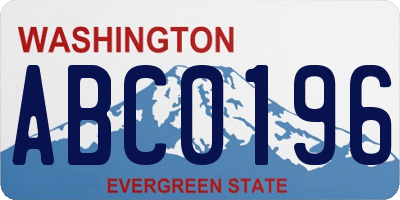 WA license plate ABC0196