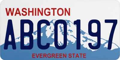 WA license plate ABC0197