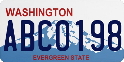 WA license plate ABC0198
