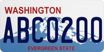 WA license plate ABC0200