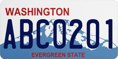 WA license plate ABC0201
