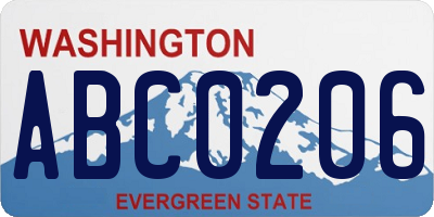 WA license plate ABC0206
