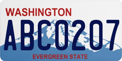 WA license plate ABC0207