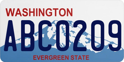 WA license plate ABC0209