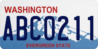 WA license plate ABC0211