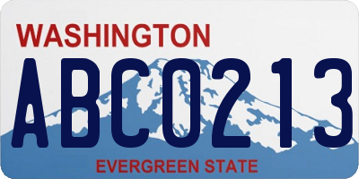 WA license plate ABC0213