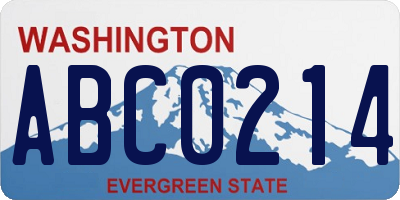 WA license plate ABC0214