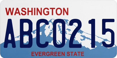 WA license plate ABC0215