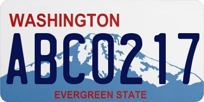 WA license plate ABC0217