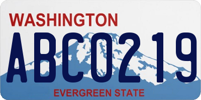 WA license plate ABC0219
