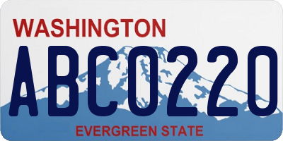 WA license plate ABC0220