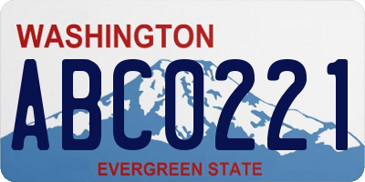 WA license plate ABC0221
