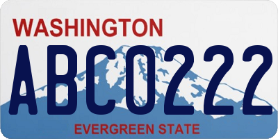 WA license plate ABC0222