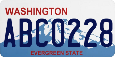 WA license plate ABC0228