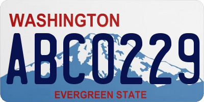 WA license plate ABC0229