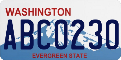 WA license plate ABC0230