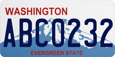 WA license plate ABC0232