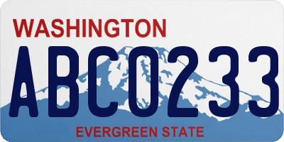 WA license plate ABC0233