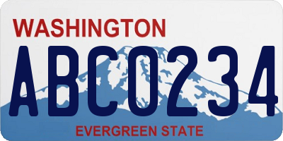 WA license plate ABC0234