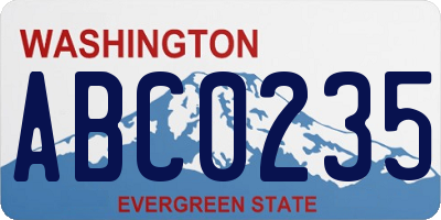 WA license plate ABC0235