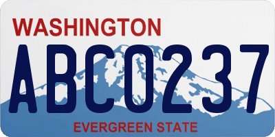 WA license plate ABC0237