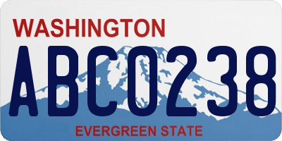 WA license plate ABC0238