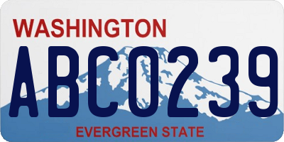 WA license plate ABC0239