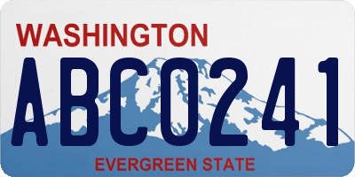 WA license plate ABC0241