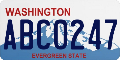 WA license plate ABC0247